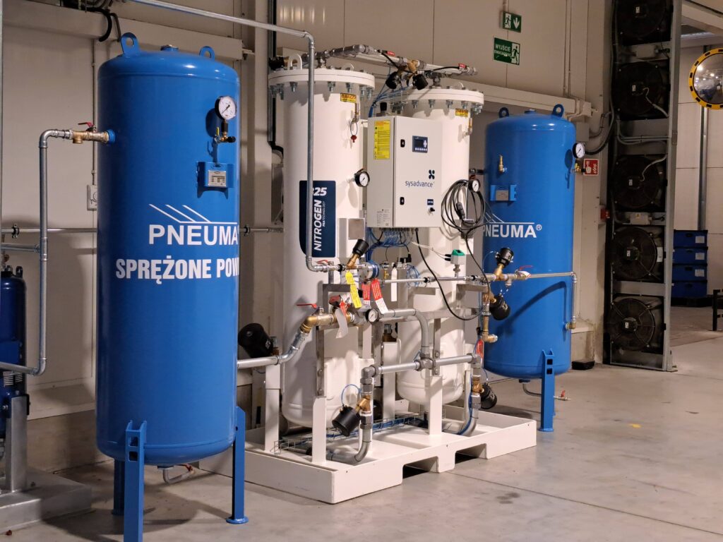 Generator azotu do uzyskania poduszki azotowej w zbiorniku